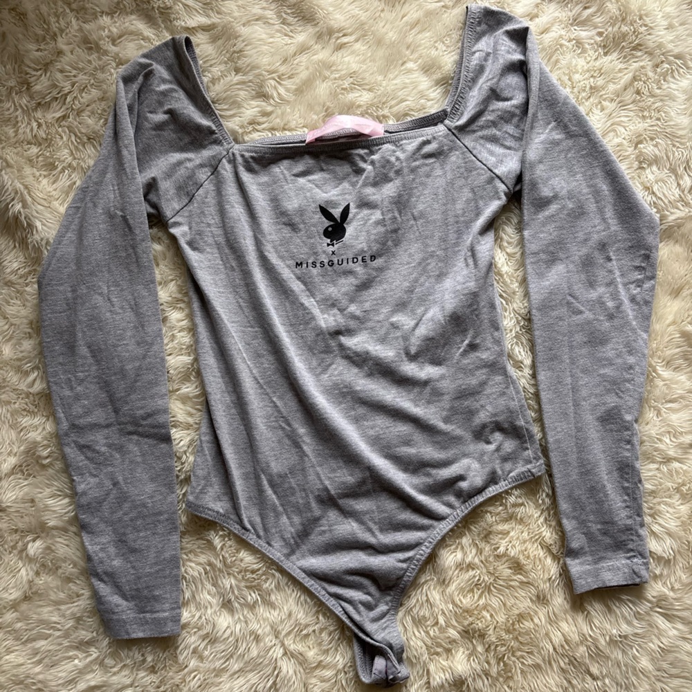 PLAYBOY Gray and Black Bodysuit - Picture 1 of 13